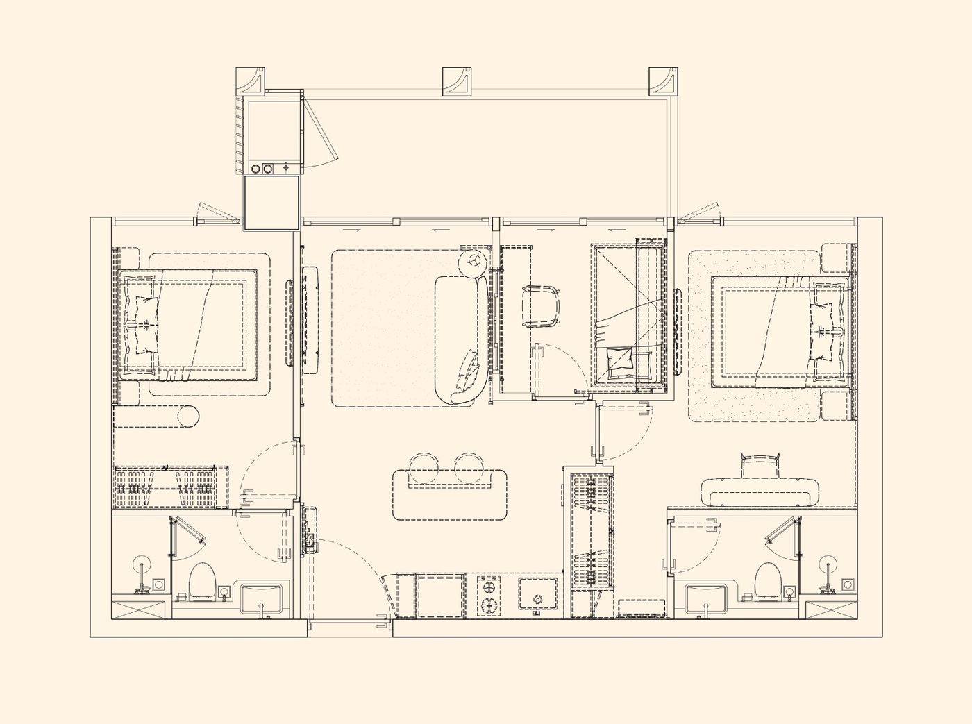 WOLO Mont Kiara floor plan: Type M, 780 sq ft · 2 bedrooms, 2 bathrooms